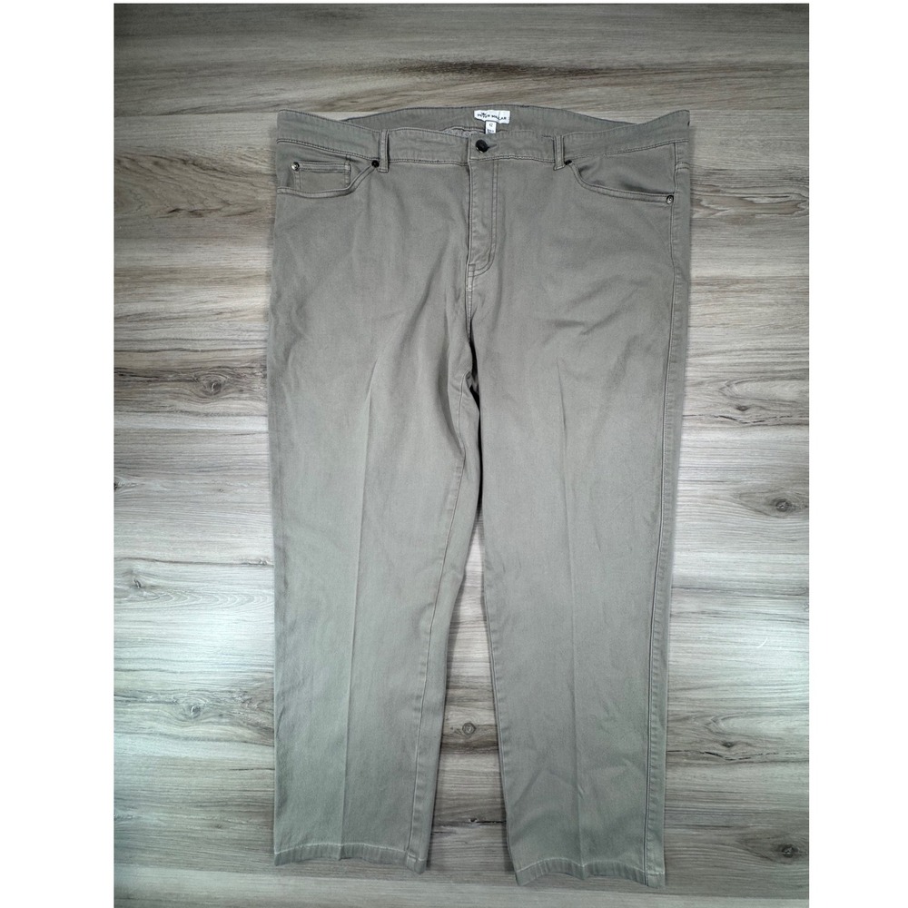 Peter Millar Ultimate Sateen Crown 5 Pocket Pants Mens 42 Grey Tan Straight Leg